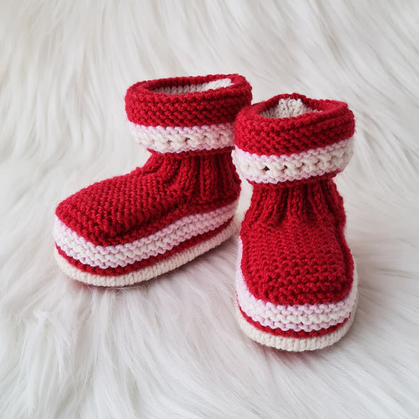Raudoni merino vilnos tapukai naujagimiui (0-3 mėn.)